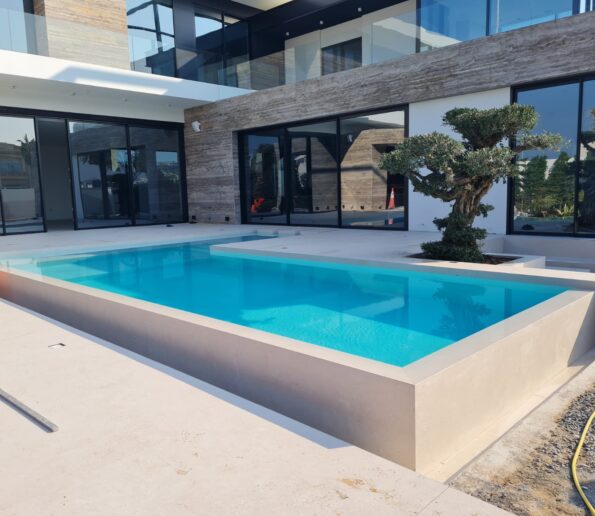 Commercial swimming pool installation at a high-end resort in Dubai