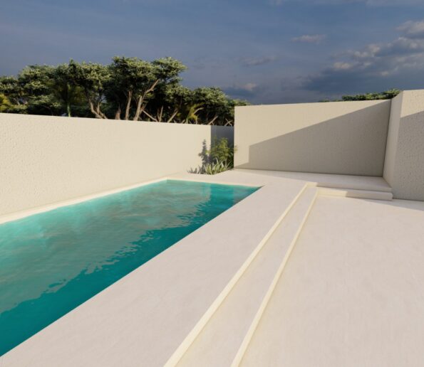 Outdoor lap pool with a sleek, modern design.